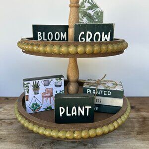 Handmade Plant, Bloom, Grow tiered Tray Decor - Plant Lovers